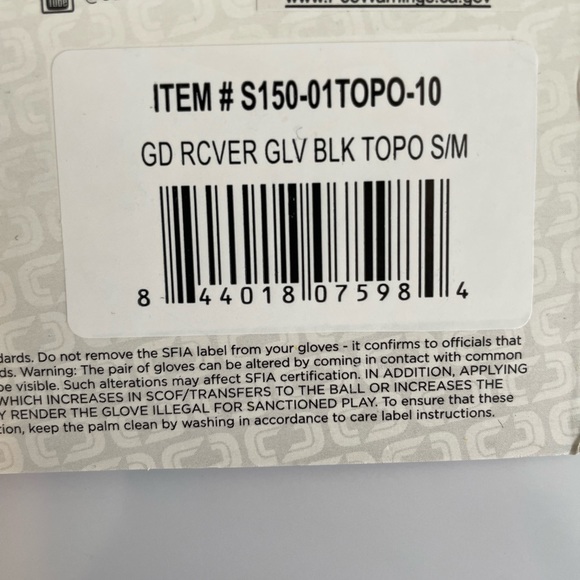 NWT Cutters Football Game Day Receiver Gloves Adult S/M SFIA /NCAA Specs - Picture 7 of 7